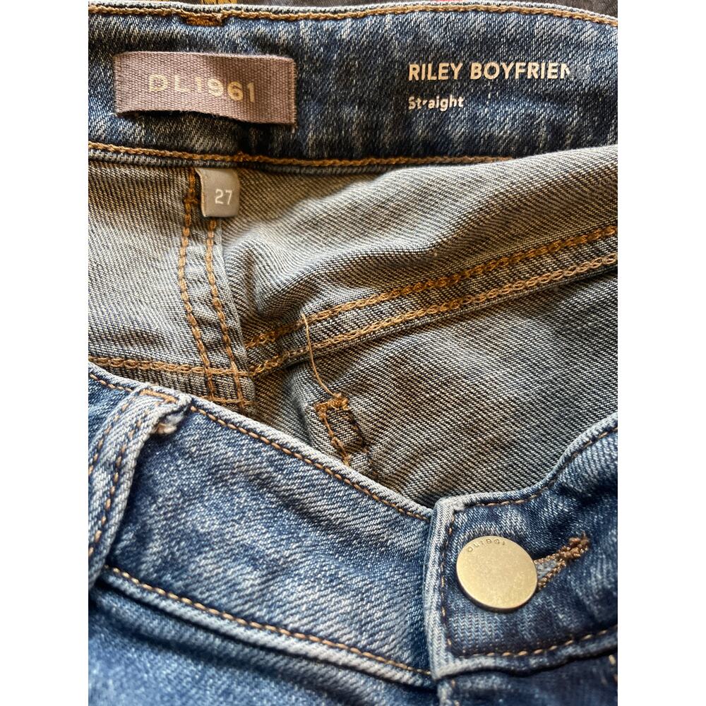 DL1961 DL Vintage Riley Boyfriend Straight Distressed Blue Jeans Adams Size 27 - Picture 15 of 15